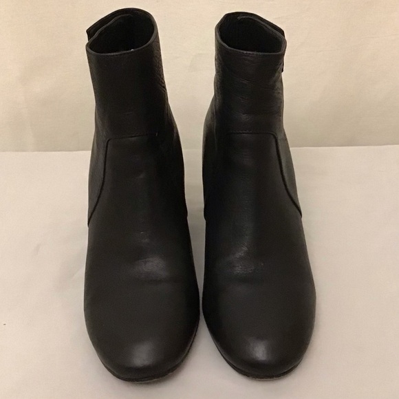 Eileen Fisher 9.5 Ankle Boots Women’s Leather Booties Black Chunky Block Heels - Picture 4 of 12